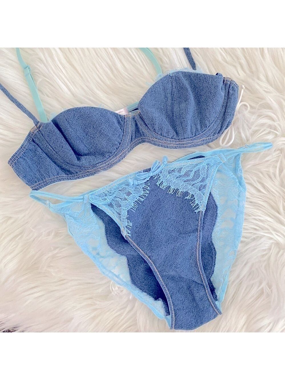 Y2k Vintage Victoria’s Secret denim panty set